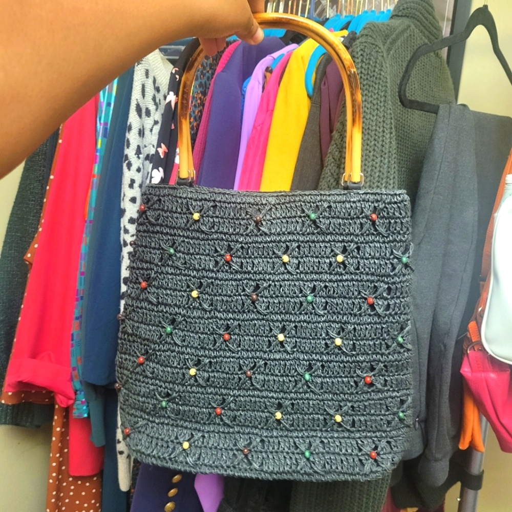 Talbots | Woven Bag with Bamboo Handles, OS